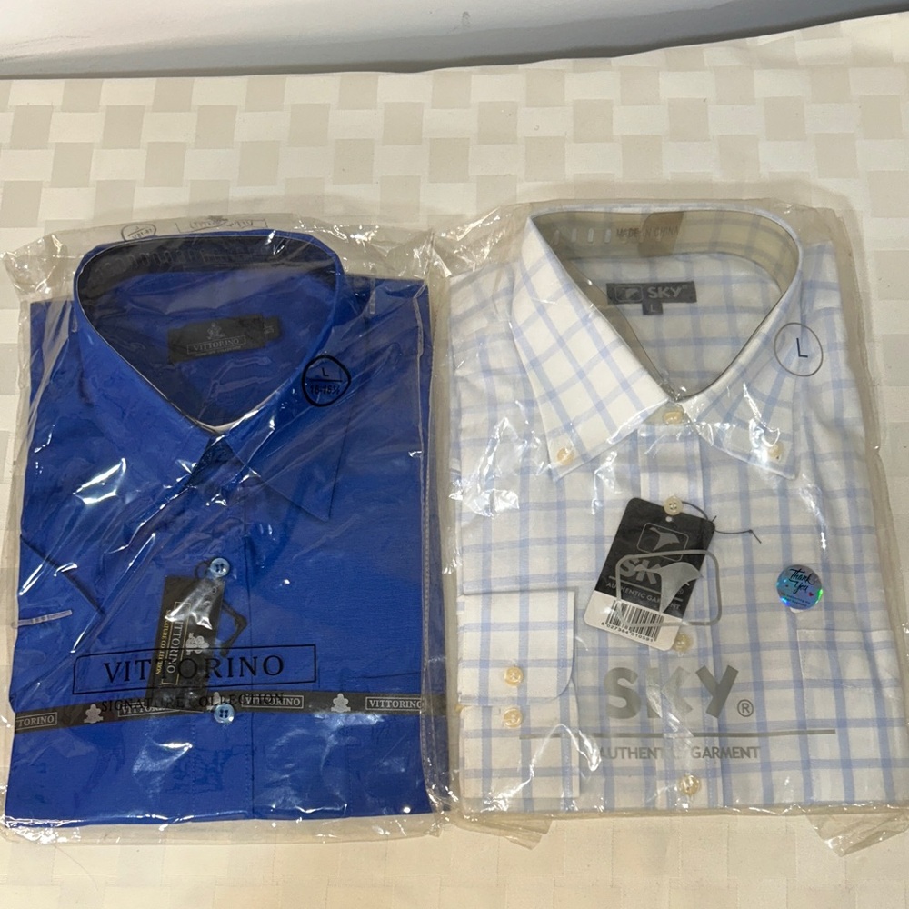Vittorio Royal Blue and Sky Plaid Dress Shirts